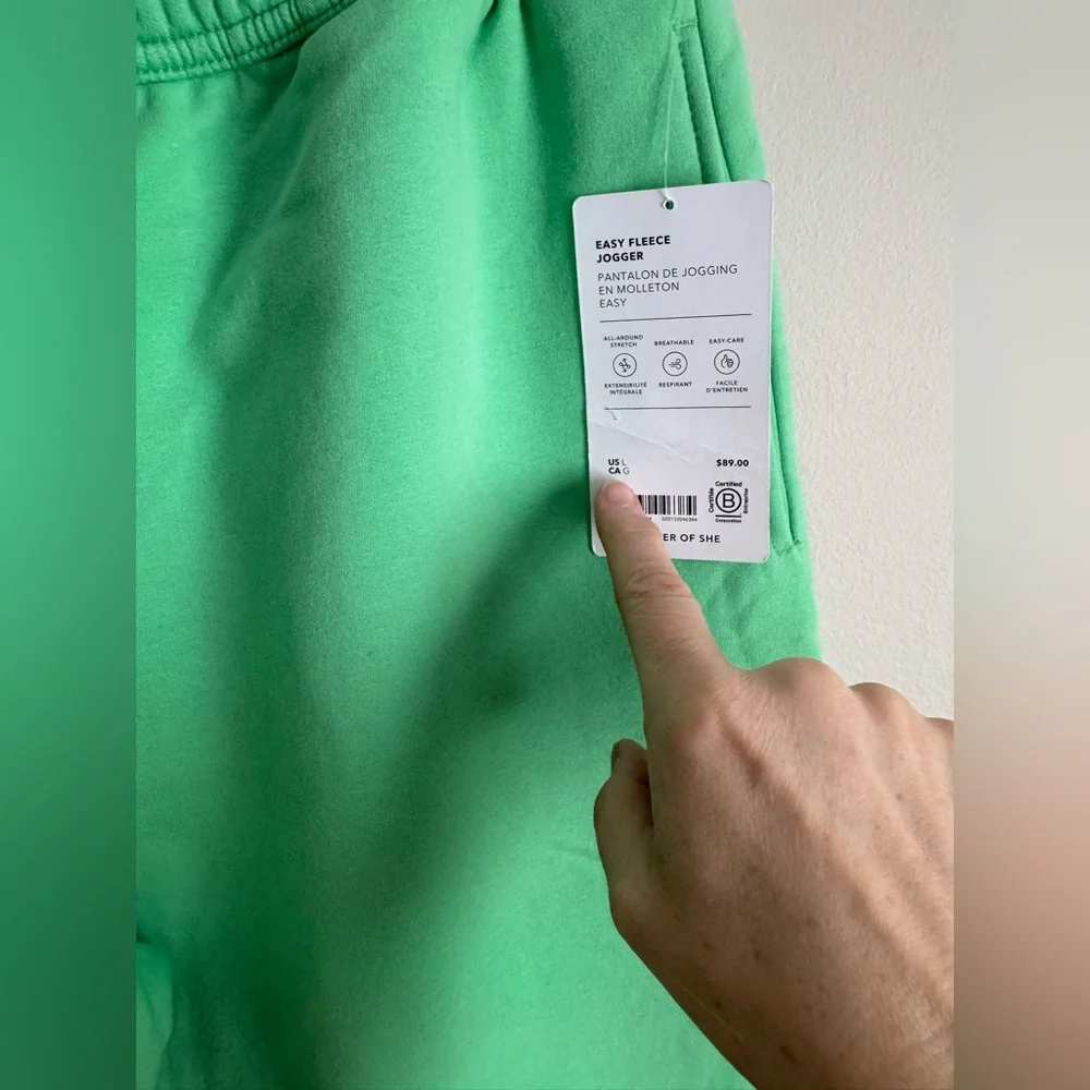 Athleta easy fleece jogger pants xl valley green new with tags - Picture 6 of 6